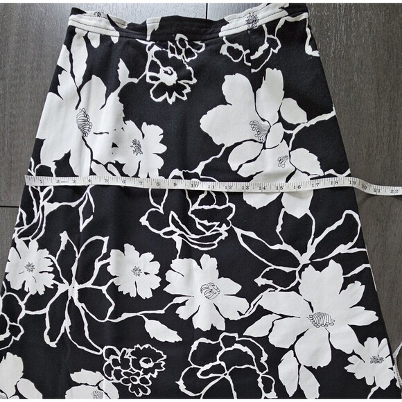 Talbots Black White Floral Cotton A Line Skirt Size 4 PETITE Lined - Picture 4 of 9
